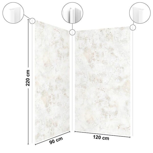 99DECO - Lot de 2 panneaux de douche en PVC (90x220 & 120x220 cm) + profilés blanc - New Trashwall - Marron - large