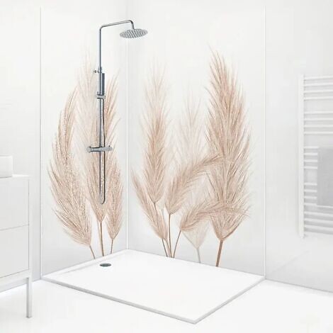 99DECO - Lot de 2 panneaux de douche en PVC (90x220 & 120x220 cm) + profilés blanc - Pampa - Marron - large
