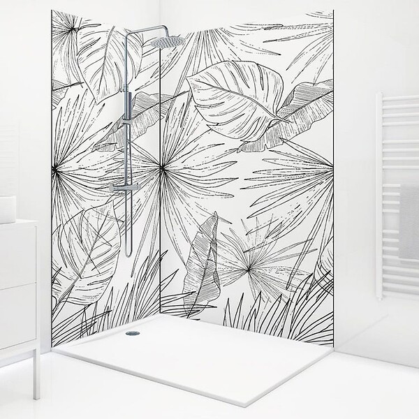 99DECO - Lot de 2 panneaux de douche en PVC (90x220 & 120x220 cm) + profilés noir - Lamnar - Noir - large