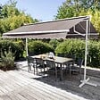 OVIALA - Store double pente avec coffre 3 x 4 m en aluminium taupe - Delgada - vignette