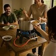 PROWELTEK - Rechaud gaz 4 pieds Fonte véritable 9,8 KW 2 Bruleurs Plats grands volumes - vignette