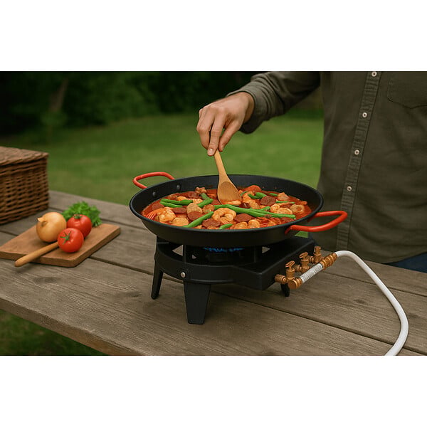 INTEC - Rechaud à gaz 9,8 KW Fonte véritable 4 pieds 2 bruleurs + Tuyau gaz flexible 1.50m TRIGLAV - large