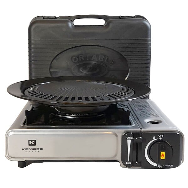 KEMPER - Barbecue à gaz et Réchaud gaz piézo 2200W 2 en1 Camping KEMPER - large