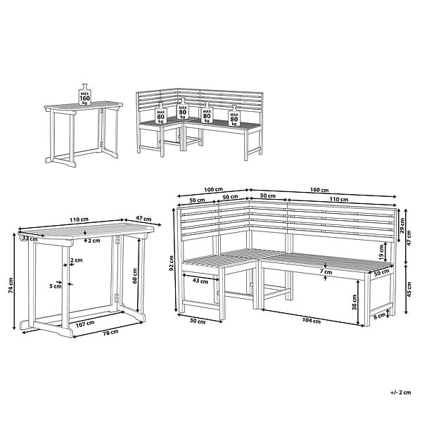 BELIANI - Ensemble de terrasse 4 places TREIA Acacia Marron - large