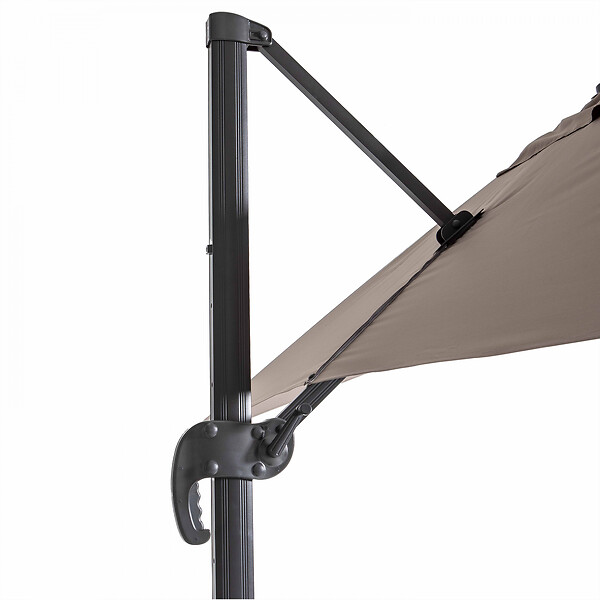 OVIALA - Parasol déporté 2x3 m et 4 dalles à remplir aluminium taupe - Amalya - large