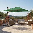 OVIALA - Parasol déporté 3x3m et 4 dalles à remplir effet bois vert cactus - Brescia - vignette