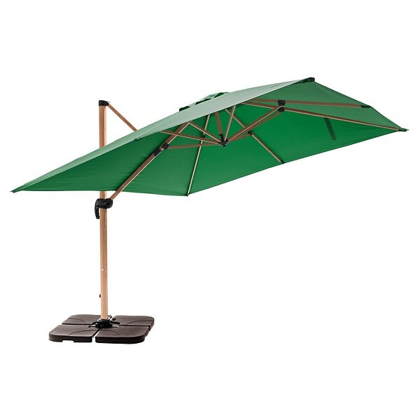 OVIALA - Parasol déporté 3x3m et 4 dalles à remplir effet bois vert cactus - Brescia - large