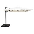 OVIALA - Parasol déporté inclinable rotatif 3x3m et 4 dalles à remplir blanc - Malaga - vignette