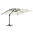 OVIALA - Parasol déporté inclinable rotatif 3x3m et 4 dalles à remplir blanc - Malaga - vignette