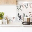 99DECO - Crédence cuisine en aluminium - floral bleu profond et vert - 300x20 cm (en 3 bandeaux) - vignette