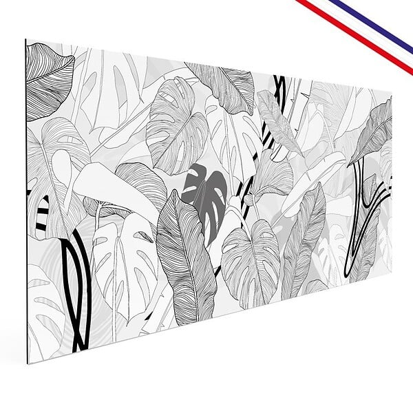 99DECO - Crédence cuisine en aluminium - floral noir - 360x50 cm (en 3 bandeaux) - large