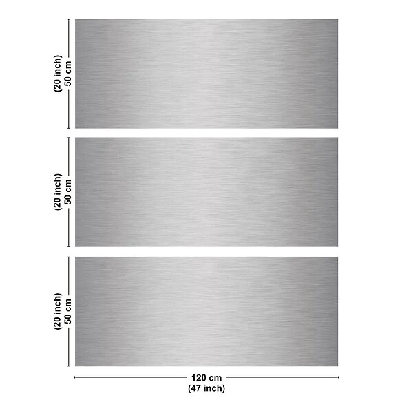 99DECO - Crédence cuisine en aluminium - effet industriel gris - 360x50 cm (en 3 bandeaux) - large