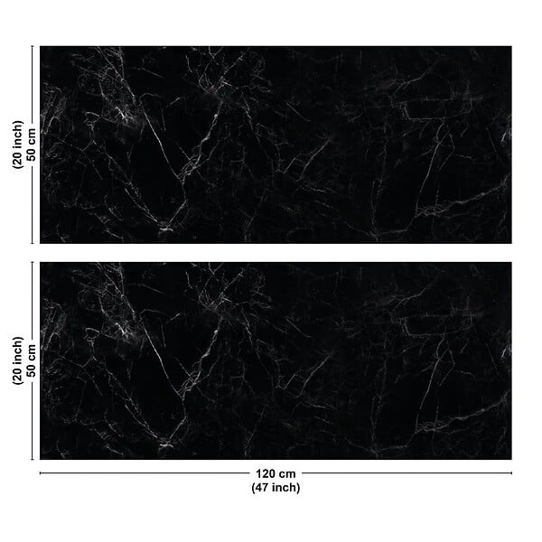 99DECO - Crédence cuisine en aluminium - effet marbre noir - 240x50 cm (en 2 bandeaux) - large