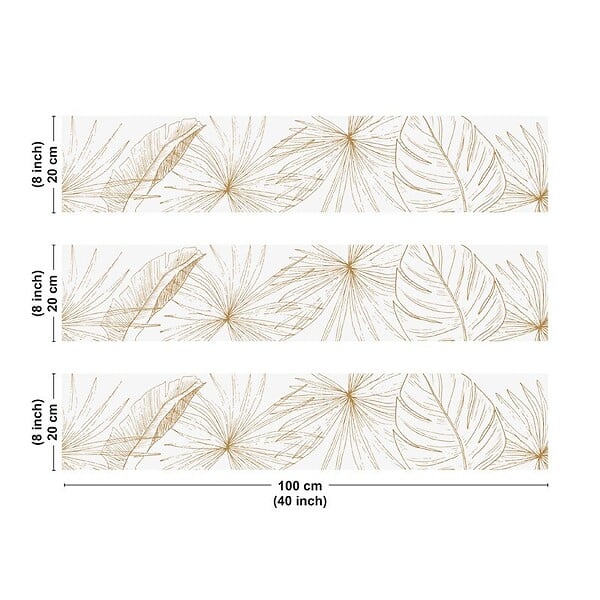 99DECO - Crédence cuisine en aluminium - floral caramel - 300x20 cm (en 3 bandeaux) - large