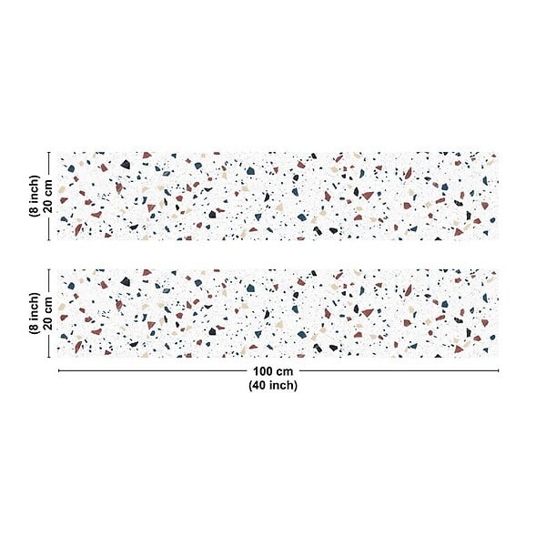 99DECO - Crédence cuisine en aluminium - motif terrazzo blanc - 200x20 cm (en 2 bandeaux) - large