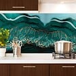 99DECO - Crédence cuisine en aluminium - effet marbre bleu - 240x50 cm (en 2 bandeaux) - vignette