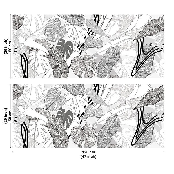 99DECO - Crédence cuisine en aluminium - floral noir - 240x50 cm (en 2 bandeaux) - large