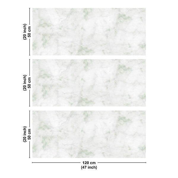 99DECO - Crédence cuisine en aluminium - marbre vert - 360x50 cm (en 3 bandeaux) - large
