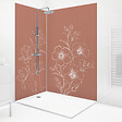 99DECO - Lot de 2 panneaux de douche en aluminium (90x220 & 120x220 cm) + profilés blanc - Charme - Blanc et Terracotta - vignette