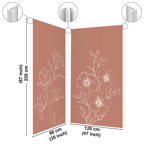 99DECO - Lot de 2 panneaux de douche en aluminium (90x220 & 120x220 cm) + profilés blanc - Charme - Blanc et Terracotta - large
