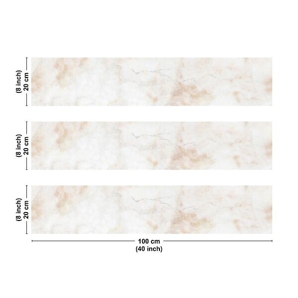 99DECO - Crédence cuisine en aluminium - effet marbre beige - 300x20 cm (en 3 bandeaux) - large