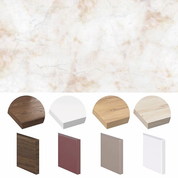 99DECO - Crédence cuisine en aluminium - effet marbre beige - 300x20 cm (en 3 bandeaux) - large