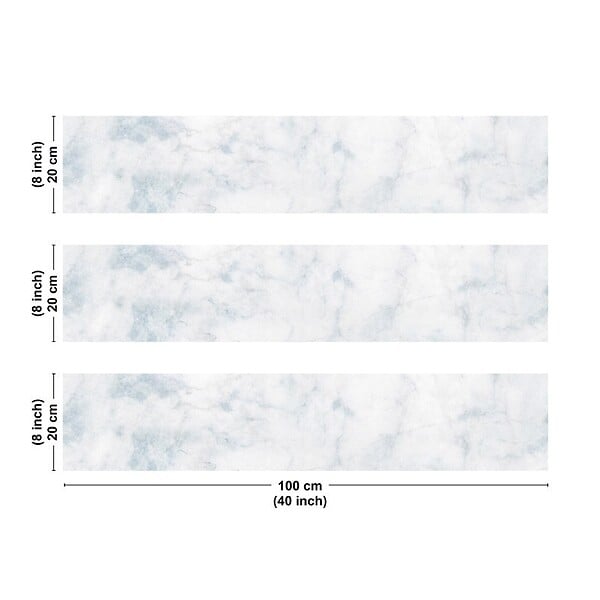 99DECO - Crédence cuisine en aluminium - effet marbre bleu - 300x20 cm (en 3 bandeaux) - large