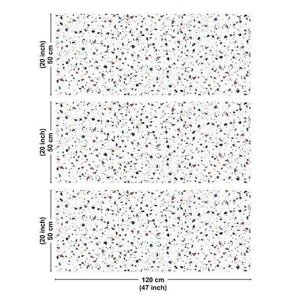 99DECO - Crédence cuisine en aluminium - motif terrazzo blanc - 360x50 cm (en 3 bandeaux) - large