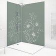 99DECO - Lot de 2 panneaux de douche en aluminium (90x220 & 120x220 cm) + profilés blanc - Charme - Blanc et Vert - vignette
