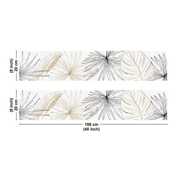 99DECO - Crédence cuisine en aluminium - floral noir et doré - 200x20 cm (en 2 bandeaux) - large