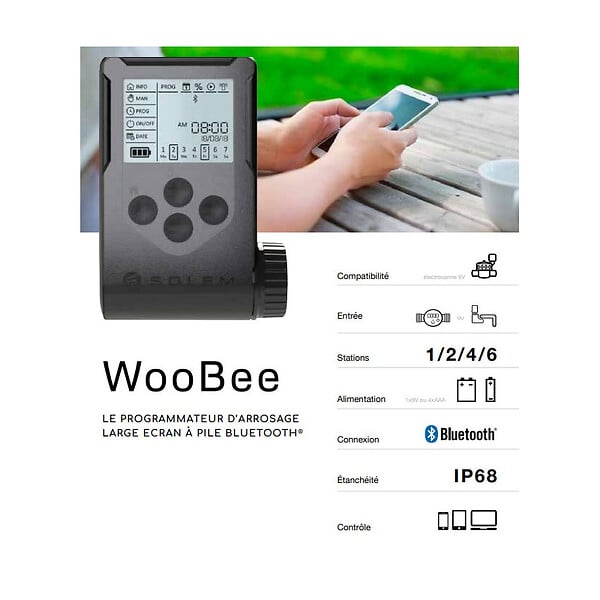 SOLEM - programmateur d'arrosage à pile bluetooth 2 stations - woobee-2 - large