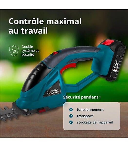 KONNER SOHNEN - Taille-haie et cisaille à gazon sans fil 2 en 1 Könner & Söhnen KS SHT-20V - large