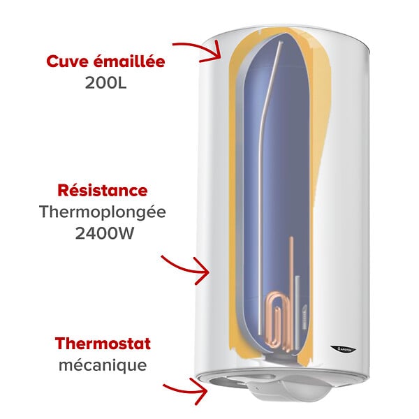 ARISTON - Pack Chauffe-eau Vertical Mural Blindé 200 l Ariston INITIO + Trepied 4090027 + Groupe Sécurité Inox - large