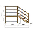 VINUOVO - MILANO - Escalier en bois 5 marches H88 cm - sans contre-marche - Palier L120 x P189 cm - Rambarde escalier gauche, palier gauche et en face - vignette