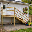 VINUOVO - MILANO - Escalier en bois 5 marches H88 cm - sans contre-marche - Palier L120 x P189 cm - Rambarde escalier gauche, palier gauche et en face - vignette