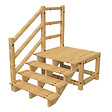 VINUOVO - MILANO - Escalier en bois 4 marches H71 cm - sans contre-marche - Palier L120 x P116 cm - Rambarde escalier et palier à gauche - vignette
