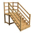 VINUOVO - MILANO - Escalier en bois 6 marches H105 cm - avec contre-marches - Palier L120 x P116 cm - Escalier rambardes des 2 côtés,Palier à droite et en face - vignette