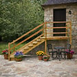 VINUOVO - MILANO - Escalier en bois 6 marches H105 cm - avec contre-marches - Palier L120 x P116 cm - Escalier rambardes des 2 côtés,Palier à droite et en face - vignette
