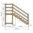 VINUOVO - MILANO - Escalier en bois 7 marches H122 cm - sans contre-marche - Palier L120 x P116 cm - Rambarde escalier gauche, palier gauche et en face - vignette