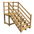 VINUOVO - MILANO - Escalier en bois 6 marches H105 cm - sans contre-marche - Palier L120 x P116 cm - Escalier rambardes des 2 côtés,Palier à droite et en face - vignette