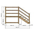 VINUOVO - MILANO - Escalier en bois 5 marches H88 cm - sans contre-marche - Palier L120 x P189 cm - Escalier rambardes des 2 côtés,Palier à droite et en face - vignette