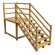 VINUOVO - MILANO - Escalier en bois 7 marches H122 cm - sans contre-marche - Palier L120 x P189 cm - Escalier rambardes des 2 côtés,Palier à droite et en face - vignette