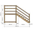 VINUOVO - MILANO - Escalier en bois 7 marches H122 cm - sans contre-marche - Palier L120 x P189 cm - Escalier rambardes des 2 côtés,Palier à droite et en face - vignette