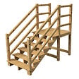 VINUOVO - MILANO - Escalier en bois 6 marches H105 cm - sans contre-marche - Palier L120 x P116 cm - Rambardes escalier et palier des 2 côtés - vignette