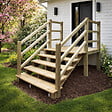 VINUOVO - MILANO - Escalier en bois 6 marches H105 cm - sans contre-marche - Palier L120 x P116 cm - Rambardes escalier et palier des 2 côtés - vignette