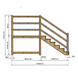 VINUOVO - MILANO - Escalier en bois 6 marches H105 cm - avec contre-marches - Palier L120 x P189 cm - Rambarde escalier gauche, palier gauche et en face - vignette