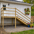 VINUOVO - MILANO - Escalier en bois 4 marches H71 cm - avec contre-marches - Palier L120 x P189 cm - Rambarde escalier gauche, palier gauche et en face - vignette