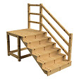 VINUOVO - MILANO - Escalier en bois 6 marches H105 cm - avec contre-marches - Palier L120 x P116 cm - Rambardes escalier et palier à droite - vignette