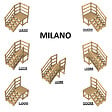VINUOVO - MILANO - Escalier en bois 6 marches H105 cm - avec contre-marches - Palier L120 x P116 cm - Rambardes escalier et palier à droite - vignette