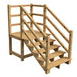 VINUOVO - MILANO - Escalier en bois 5 marches H88 cm - sans contre-marche - Palier L120 x P116 cm - Escalier rambardes des 2 côtés,Palier à droite et en face - vignette